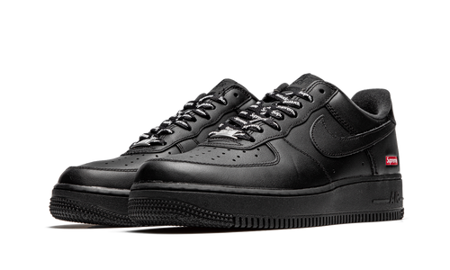 Mens Nike Air Force 1 Low Supreme - Mini Box Logo Black Black Black Black/Black - View 2 - CU9225 001
